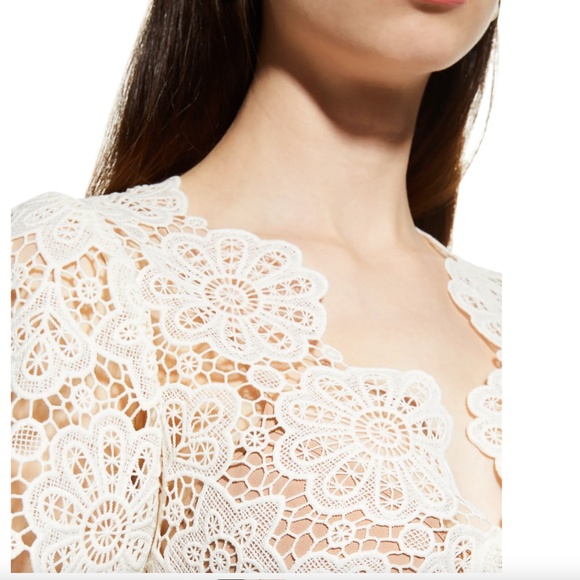 NWT $540 Self-Portrait Floral Guipure Midi Dress in Ivory - sizes 2 and 10! - Picture 6 of 7